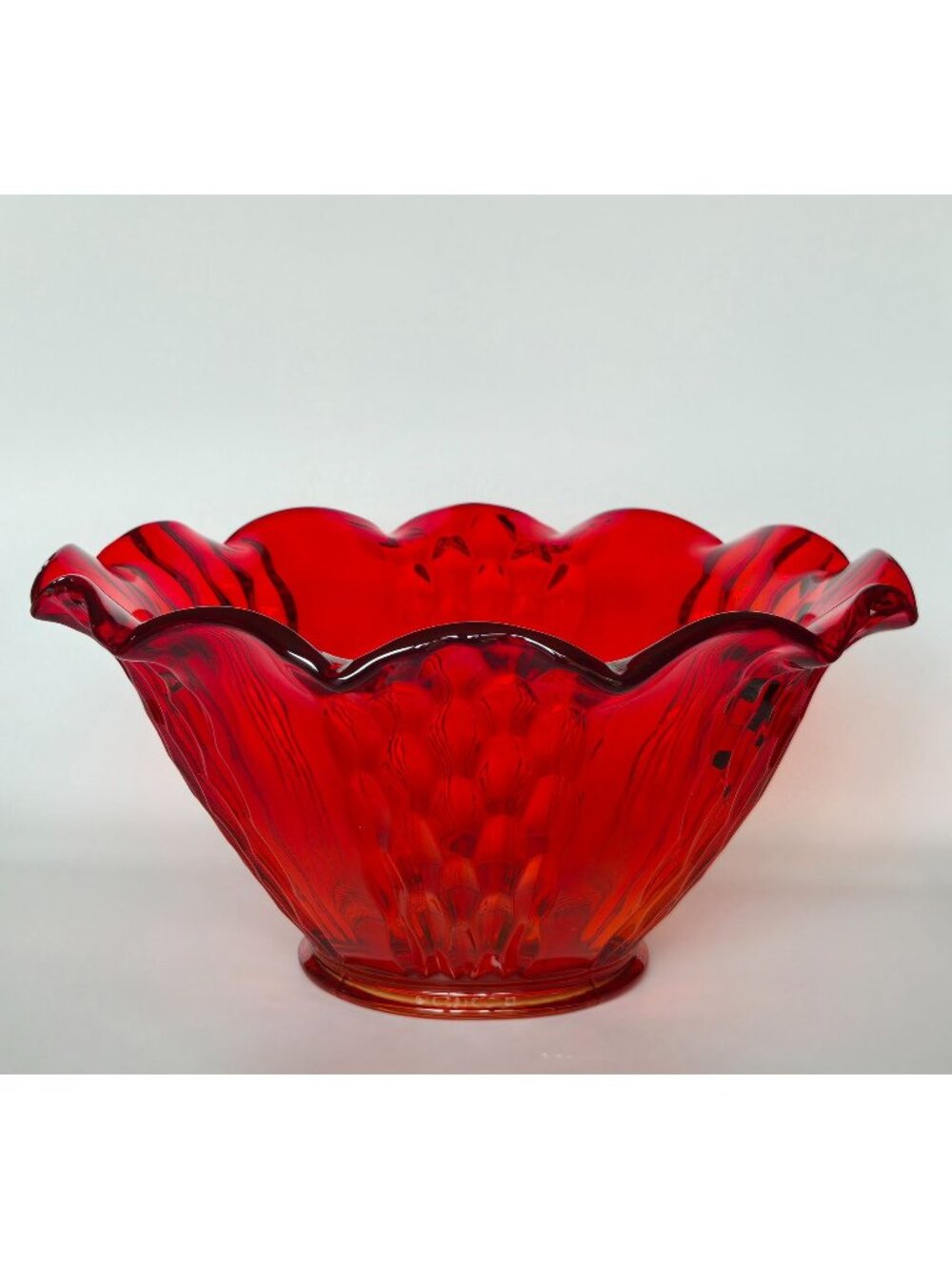 Indiana Glass Ruby Red , Amberia Bowl Ruffled 10"